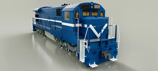 Locomotive Chemin Fer Diesel Bleu Moderne Avec Beaucoup Puissance Force — Photo