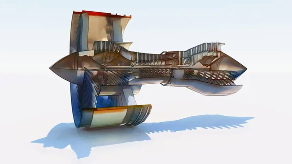 Самолет Реактивным Двигателем Компьютерная Иллюстрация Стиле Ручной Работы Рендеринг — стоковое фото