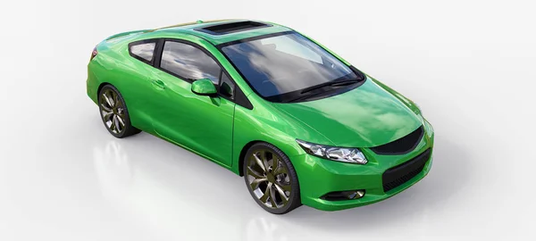 Verde Pequeño Coche Deportivo Coupé Renderizado —  Fotos de Stock