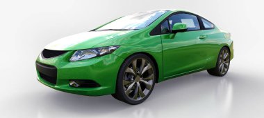 Yeşil küçük spor araba coupe. 3d oluşturma