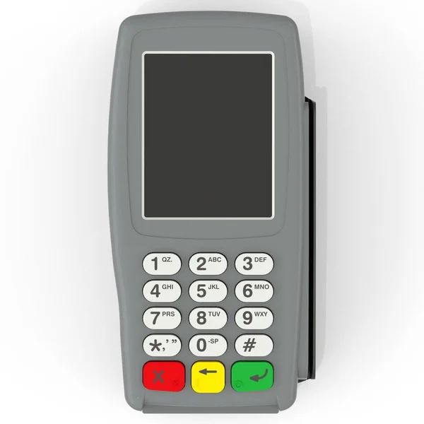 Terminal Paiement Par Carte Terminal Pos Isolé Sur Fond Blanc — Photo