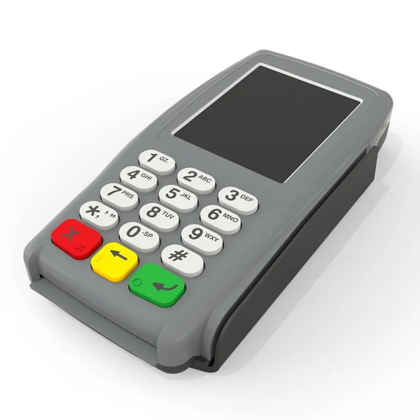 Card payment terminal. POS terminal isolated on white background. 3d rendering