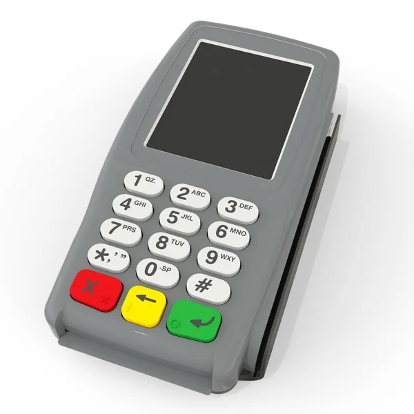 Terminal Paiement Par Carte Terminal Pos Isolé Sur Fond Blanc — Photo