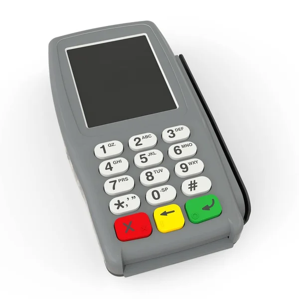 Terminal Paiement Par Carte Terminal Pos Isolé Sur Fond Blanc — Photo