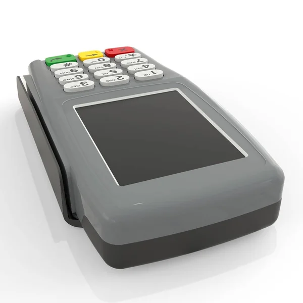 Terminal Paiement Par Carte Terminal Pos Isolé Sur Fond Blanc — Photo