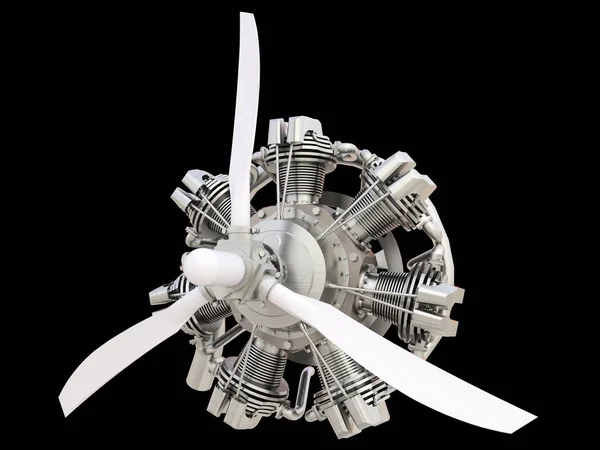 Alter Kreisflugzeugverbrennungsmotor Mit Propeller Und Schaufeln Darstellung — Stockfoto