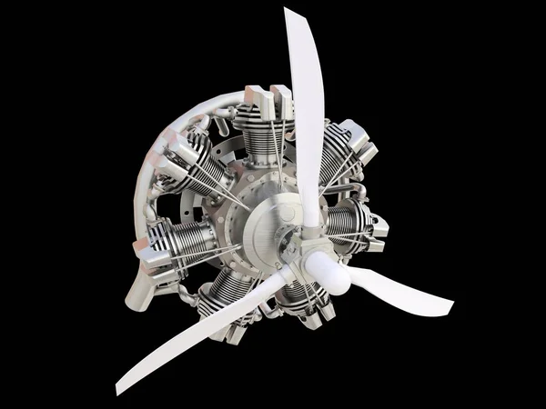 Old Circular Aircraft Internal Combustion Engine Propeller Blades Rendering — Stock Photo, Image