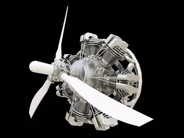 Old Circular Aircraft Internal Combustion Engine Propeller Blades Rendering — Stock Photo, Image