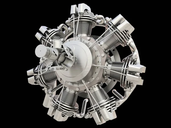 Старый Круговой Двигатель Внутреннего Сгорания Самолета Рендеринг — стоковое фото
