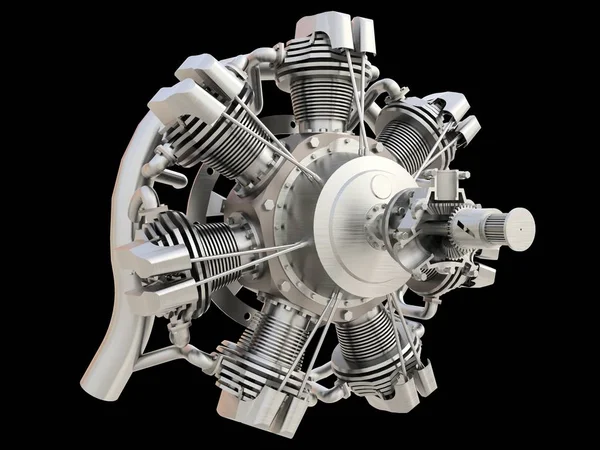Старый Круговой Двигатель Внутреннего Сгорания Самолета Рендеринг — стоковое фото