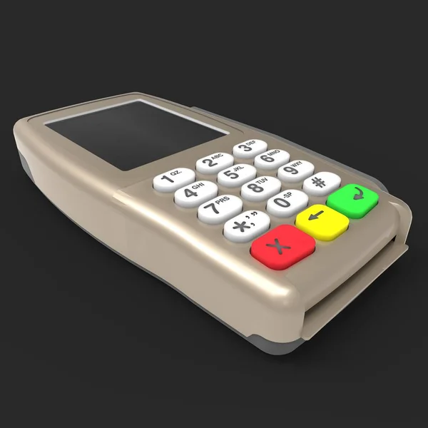 Terminal Paiement Par Carte Terminal Pos Isolé Sur Fond Noir — Photo