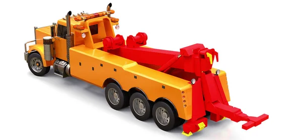 Φορτηγό Ρυμούλκησης Πορτοκαλί Φορτίου Για Μεταφορά Άλλων Μεγάλα Φορτηγά Διαφόρων — Φωτογραφία Αρχείου