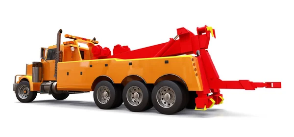 Caminhão Reboque Carga Laranja Para Transportar Outros Grandes Caminhões Várias — Fotografia de Stock