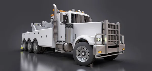 White cargo tow truck to transport other big trucks or various heavy machinery. 3d rendering