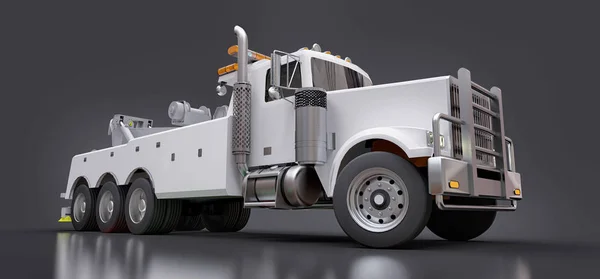 White cargo tow truck to transport other big trucks or various heavy machinery. 3d rendering