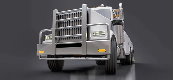 Biały Cargo Laweta Przewozu Innych Ciężarówki Lub Różnych Maszyn Ciężkich — Zdjęcie stockowe