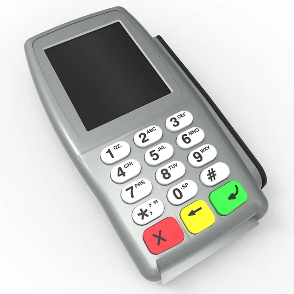 Terminal Paiement Par Carte Terminal Pos Isolé Sur Fond Blanc — Photo