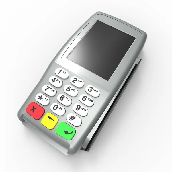 Terminal Paiement Par Carte Terminal Pos Isolé Sur Fond Blanc — Photo