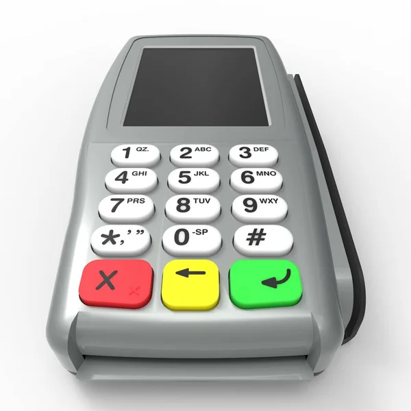 Terminal Paiement Par Carte Terminal Pos Isolé Sur Fond Blanc — Photo