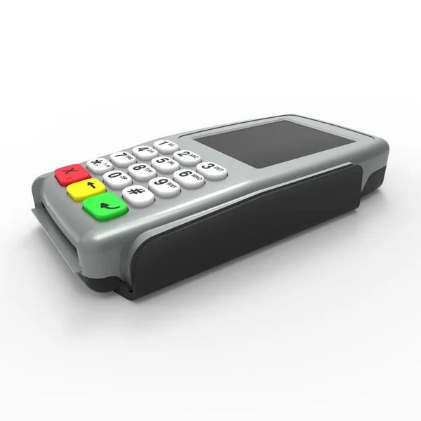 Kortbetalning Terminal Pos Terminal Isolerad Vit Bakgrund Rendering — Stockfoto