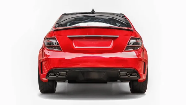 Super Rápido Carro Esporte Cor Vermelho Metálico Fundo Branco Sedan — Fotografia de Stock