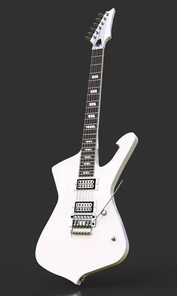 Guitarra eléctrica blanca con estilo sobre fondo negro. renderizado 3d . —  Fotos de Stock