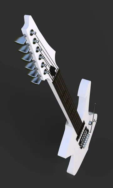 Chitarra elettrica elegante bianca su sfondo nero. rendering 3d . — Foto Stock