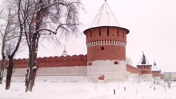 Mury Baszty Rosyjski Twierdzy Zimie — Wideo stockowe