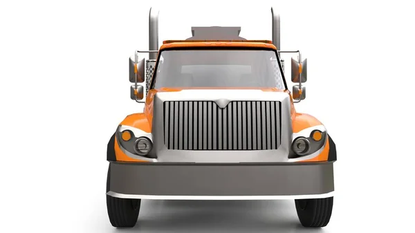 Grand Camion Citerne Orange Avec Une Remorque Métal Poli Vues — Photo