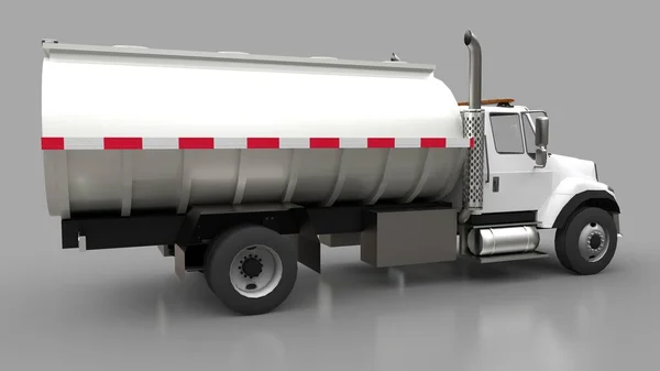 Large White Truck Tanker Polished Metal Trailer Views All Sides — Stock Photo, Image