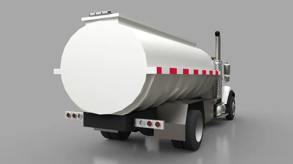 Gran Camión Cisterna Blanca Con Remolque Metal Pulido Vistas Desde — Foto de Stock