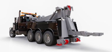 Diğer büyük kamyon veya çeşitli ağır makine taşımak için siyah kargo çekici. 3D render