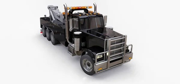 Caminhão Reboque Carga Preto Para Transportar Outros Grandes Caminhões Várias — Fotografia de Stock