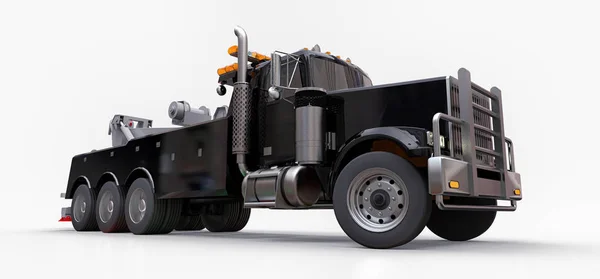 Caminhão Reboque Carga Preto Para Transportar Outros Grandes Caminhões Várias — Fotografia de Stock