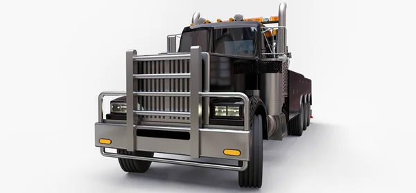 Zwarte Lading Sleepwagen Voor Het Vervoer Van Andere Grote Vrachtwagens — Stockfoto