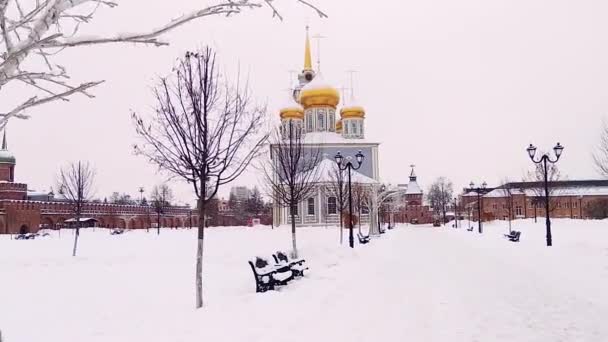 Blick Auf Die Kathedrale Des Tula Kremlin Alte Kathedrale Der — Stockvideo