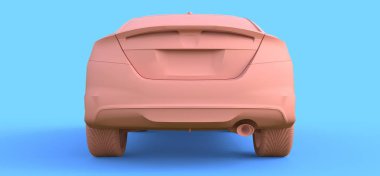 Pembe küçük spor araba coupe. 3d oluşturma