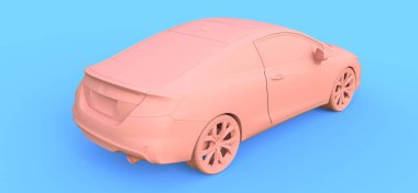 Pembe küçük spor araba coupe. 3d oluşturma