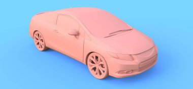 Pembe küçük spor araba coupe. 3d oluşturma