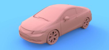 Pembe küçük spor araba coupe. 3d oluşturma
