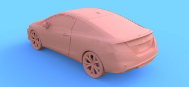 Pembe küçük spor araba coupe. 3d oluşturma