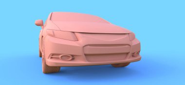Pembe küçük spor araba coupe. 3d oluşturma