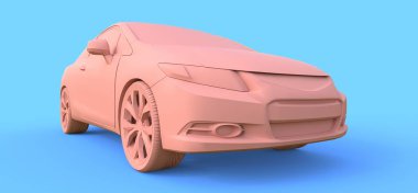 Pembe küçük spor araba coupe. 3d oluşturma