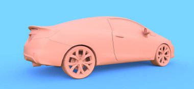 Pembe küçük spor araba coupe. 3d oluşturma