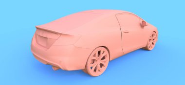 Pembe küçük spor araba coupe. 3d oluşturma