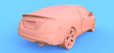 Pembe küçük spor araba coupe. 3d oluşturma