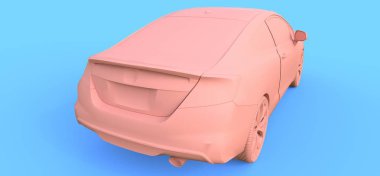 Pembe küçük spor araba coupe. 3d oluşturma