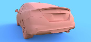 Pembe küçük spor araba coupe. 3d oluşturma