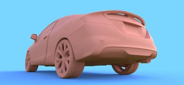 Pembe küçük spor araba coupe. 3d oluşturma