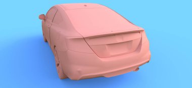 Pembe küçük spor araba coupe. 3d oluşturma